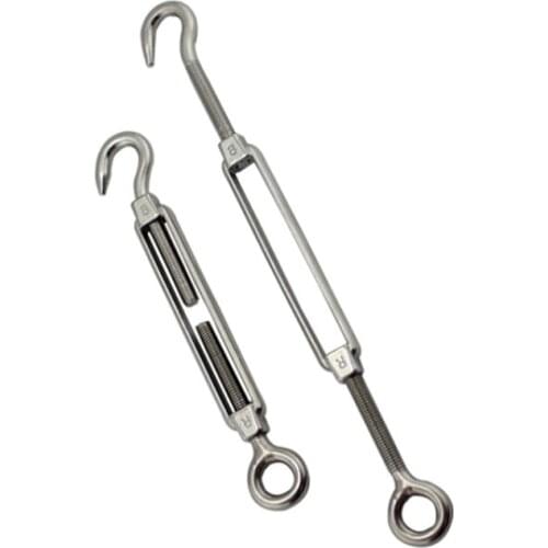 5PCs Stainless Steel Turnbuckle Adjusting Hook Ring Screw Wire Rope Tensioner Tightening Cable Screw Connector Spring Metal