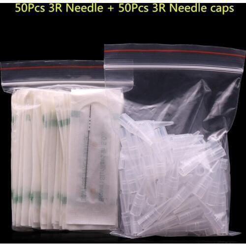 50Pcs 3R Needles And 50Pcs 3R Needles Caps For Permanent Makeup Good Quality Traditional Tattoo Needles Independent Package