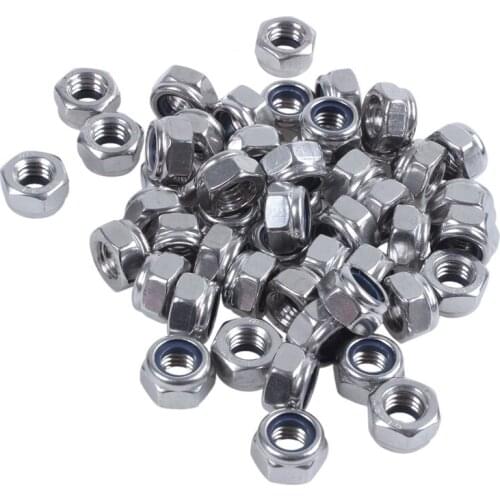 50 Pcs 304HC A2 70 Stainless Steel Hex Nylock Lock Nut M8 8mm