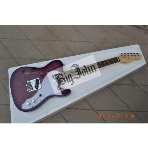 Free shipping f hole purple color fine electric guitar Y03