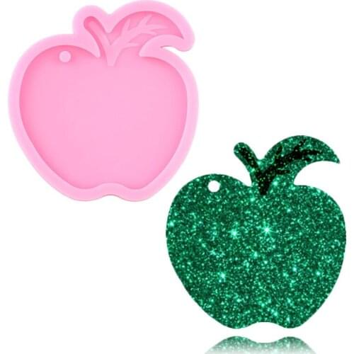 Shiny Apple Silicone Mold Epoxy Resin Keychain Molds DIY Handmade Charms Jewelry Making Necklace Mould Polymer Clay Moulds
