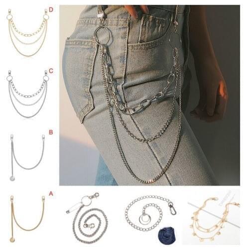 10Styles Punk Hip-hop Trendy Jewelry Single/Three Layer Belt Key Chain Waist Pants Chain Jeans Long Metal Clothing Accessories