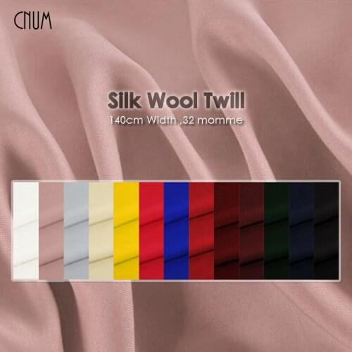 CNUM SWT14032 Silk Wool Twill/ Pure Color, 13 colors/ Silk Fabric 48%Silk,52%Wool Heavy/ Width:1.53yd, Thickness:32m/m