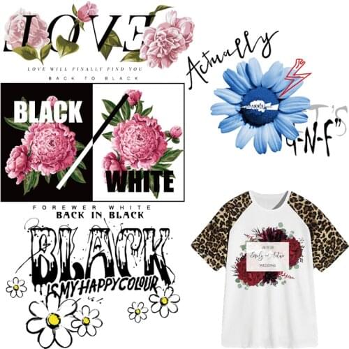 Flower Patches Letter Thermal Stickers on Clothes Iron-on Transfers for Clothing Thermoadhesive Patch Diy Applique for Dress