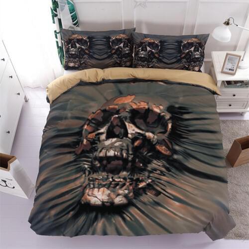 Fanaijia 3d Skull Bedding Sets queen size Sugar skull Duvet Cover Bed cool skull Print Black Bedclothes AU US bedline