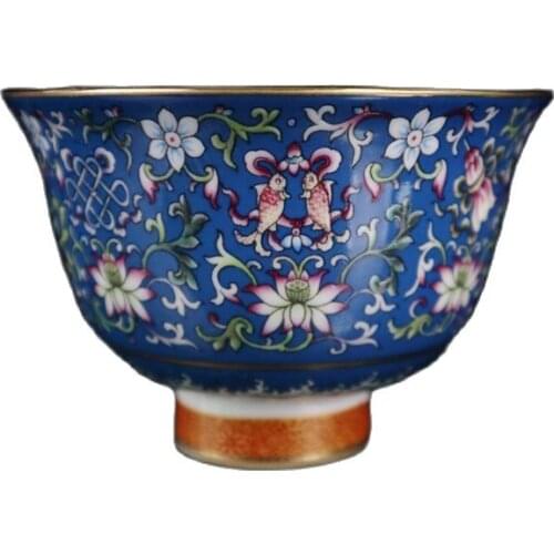 China Old Porcelain Gold and Pastel Bowl With Pattern of Eight Treasures Pattern China Food Bowl