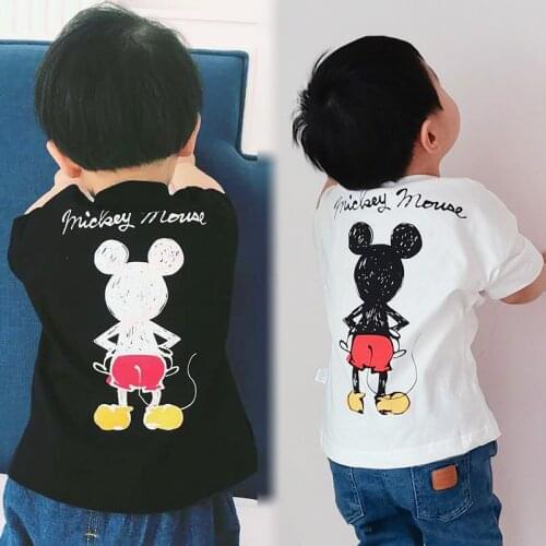 Disney Cotton T-shirt Cartoons Mickey Minnie Print Tshirt Masculina Comfortable Soft Ound Neck Loose Tee Shirts Kawaii Clothing