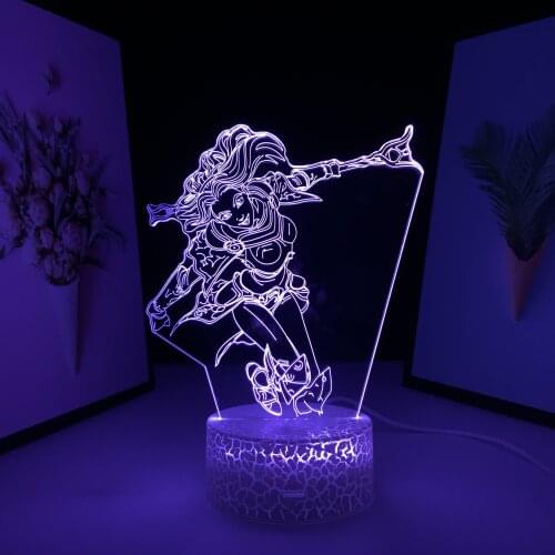 Game League of Legends Character Lux 3D LED Lamp Acrylic Light Guide Plate White Cracked Base for Festival Birthday Gifts