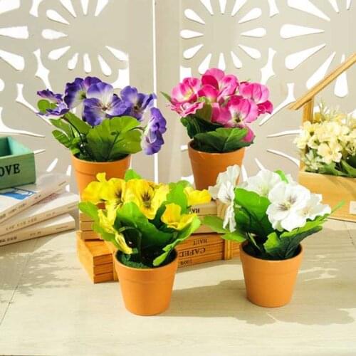 Artificial flower plants Potted indoor simulation Green plants Small bonsai silk Flower Potted wedding home office decoration