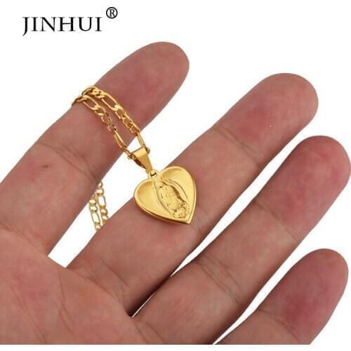 JIN HUI 2019 New Ethiopian Fashion Gold Color Women heart-shaped Chain Ornament Gifts Pendant & Necklace Dubai luxury jewelry