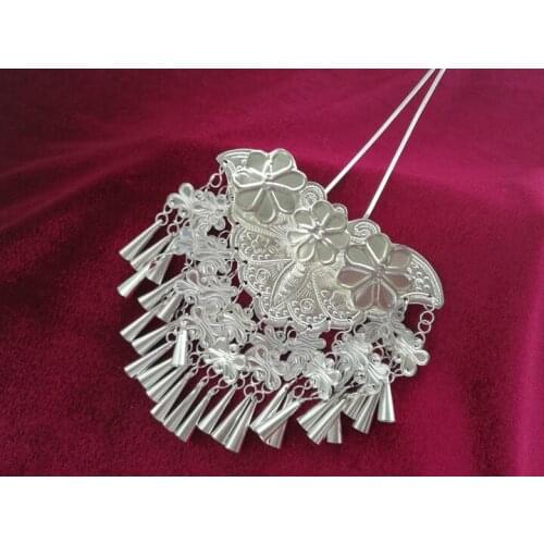 Costume Hanfu accessories bridal stage headdress long fringed silver butterfly hairpin hairpin