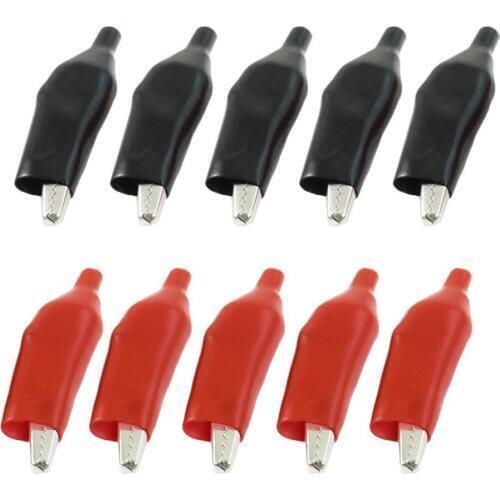 Alligator Clip crocodile electrical Clamp hot DIY 100 PCS Metal FOR Testing Probe Meter 35MM Black and red Plastic Boot
