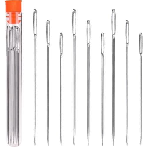 LMDZ 9 PCS Large Eye Blunt Stitching Needles 3 Sizes Leather Sewing Needle Embroidery Yarn Knitting Hand Sewing Tools