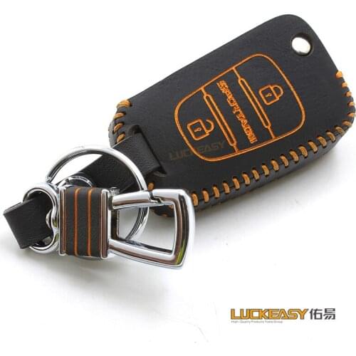 Luckeasy 2016 2017 Leather Car Key case for KIA SPORTAGE 2011 2012 2013 wallet holder remote key cover key2a