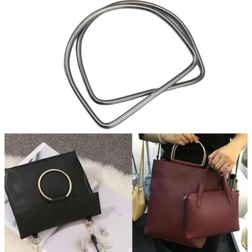 1 Pair Metal Round/D Shaped Handles Replacement for Handmade Bag Handbags Purse Handles