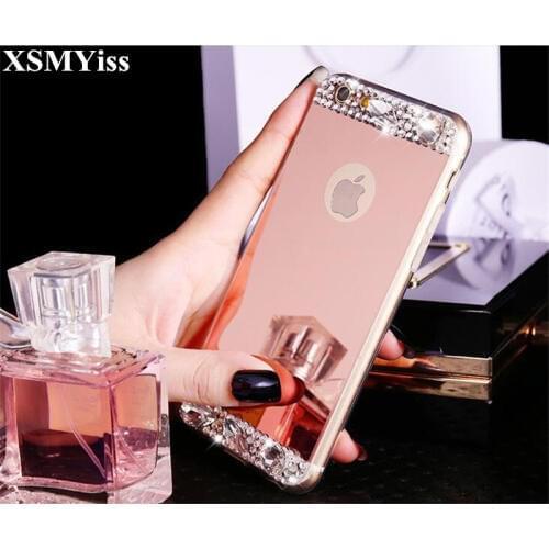 XSMYiss Bling Rhinestone Crystal Diamond Case For iphone 12 mini 11 Pro X XS MAX XR 6S 7 8 PLUS Mirror Soft TPU Phone Back Cover