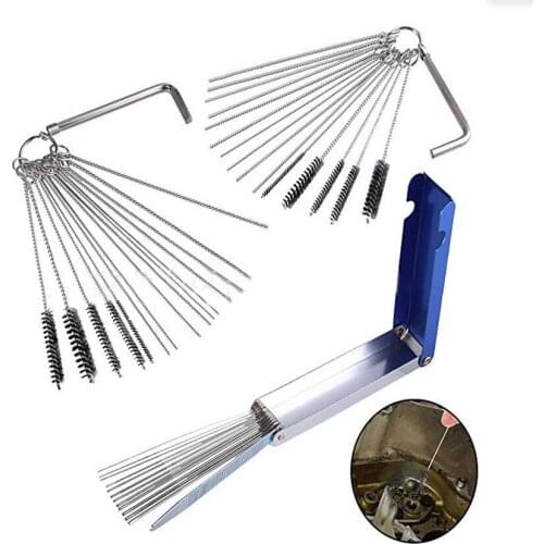 Carburetor Cleaning Kit 20 Needle 13 Wires Brush Carb Dirt Jet Bong Cleaner Tool Carb Chainsaw Supplies