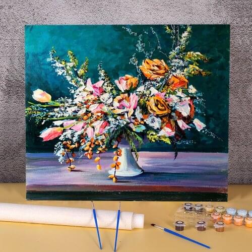 Landscape Flowers Coloring By Numbers Painting Complete Kit Acrylic Paints 50*70 Canvas Painting Handmade Adults Art