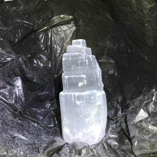 Natural Selenite Gypsum Cylindrical Tower Skyscraper Castle Obelisk Crystal Craft Home Decor Collect