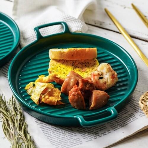 Nordic Ceramic Baking Pans Au Gratin Dishes Non-Stick Frying Pan bakeware Pancake Egg Ceramic Scrub plate TYGPX dishes dinner