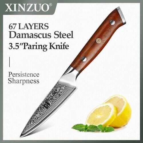 XINZUO 3.5" inch Peeling Knife 67 Layers Japanese vg10 Damascus Stainless Steel Kitchen Knife with Rosewood Handle Paring Knives