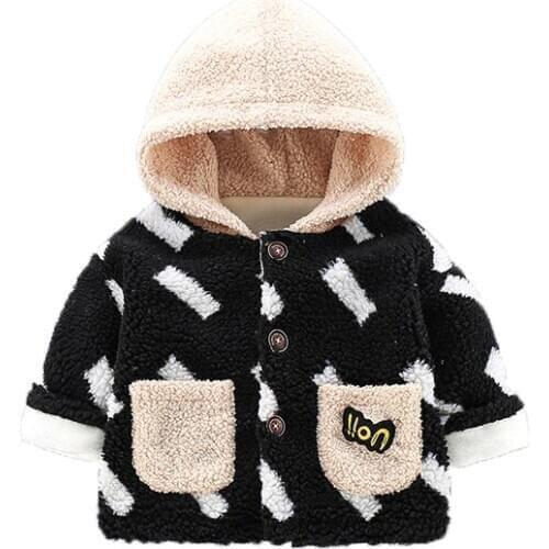 Baby Boys Girls Winter Plus velvet Jacket Kids Children White Black Warm Soft Velvet inside Coat School Sport birthday gift coat