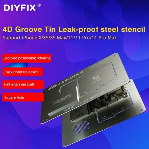 DIYFIX 4D Leakproof Tin Planting Steel For iPhone X/XS/XS Max/11/11 Pro/11 Pro Max Motherboard Logic IC Chip Ball Soldering Net