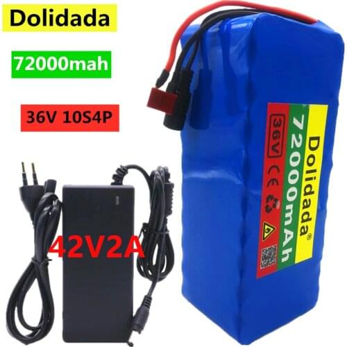 Original 36V battery 10S4P 72Ah battery pack 500W high power battery 42V 72000mAh Ebike electric bike BMS+42V2A Charger