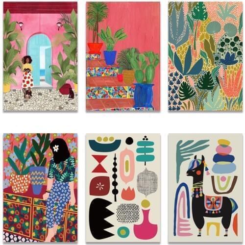 Llama Poster Alpaca Sheep Canvas Painting Posters And Prints Wall Art Modular Pictures Mid Century Painting For home decoration