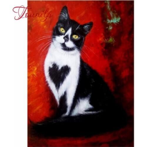 Perceuse complète 5D Kit de point de croix | Peinture au diamant, broderie de diamant de chat de dessin animé, Vintage pour la