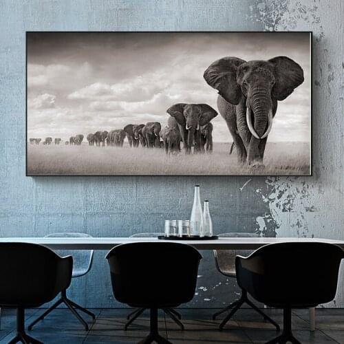 Nature Animal Wild Elephant Oil on Canvas Painting Wall Art Posters and Prints Wall Art Pictures for Living Room Cuadro No Frame