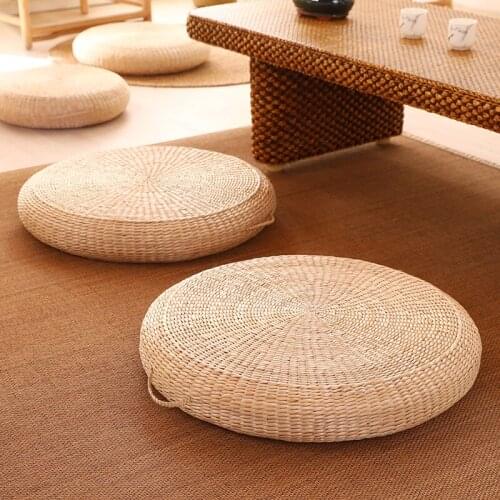Hand Made Rattan Futon Cushion Japanese Tatami Straw Meditation Cushion Meditation Floor Cushion Orthopedic Cushion Outdoor