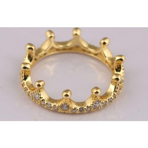 S925 Silver Shine Enchanted Crown With Crystal Ring For Women Wedding Party fit Lady Fine Jewelry