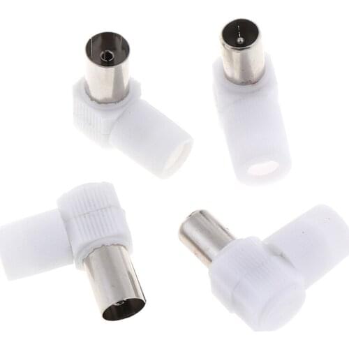 Hot 2Pairs 90 Degrees TV Plug Jack For Antennas Male And Female TV RF Coaxial Male Plugs Adapter Right Angle Antennas Connectors