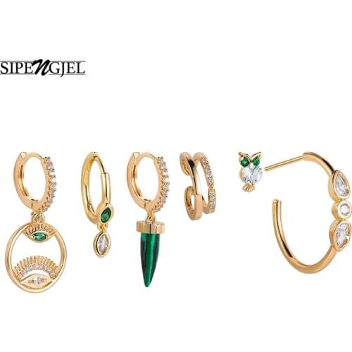 SIPENGJEL New Arrival Lucky Sweet Dangling Evil Eye Earrings Set For Women Gold Color Turkish Earrings Jewelry Sets Gift
