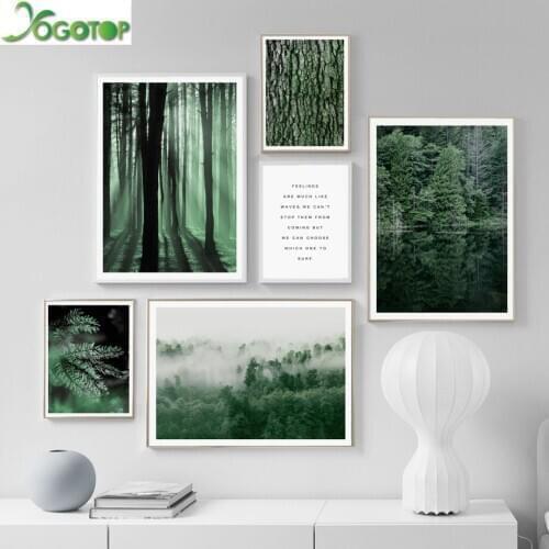 Nordic Green Tree Forest Plants Quote natural Landscape Wall Art diy diamond painting 5D Full mosaic Diamond Embroidery YY2154