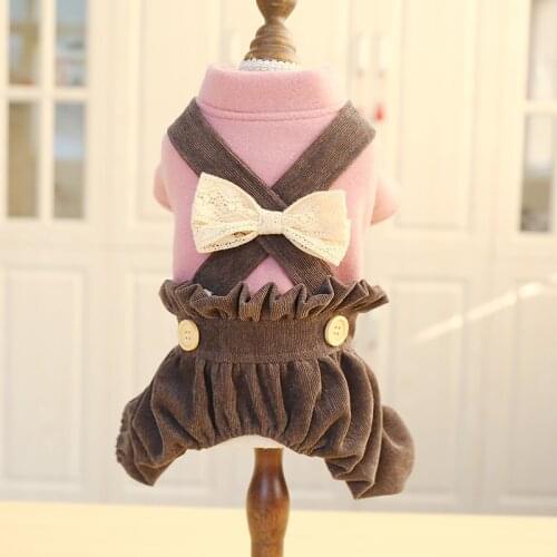 Pet Dog Dress Teddy Pinscher Pomeranian Small Dog Four-legged Lantern Pants Autumn and Winter Thick Small Dog Strappy Pants