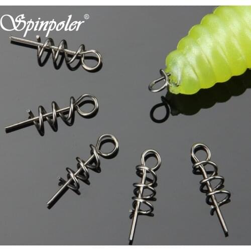 Spinpoler 50 Pcs Spring Pin Hook Needle Lock Fixed Soft Worm Baits Fishing Connector Fishing Tools Accessories Pesca
