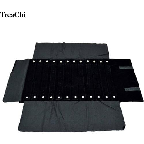 Fine Velvet Jewelry Display Pouch Black Grey Earring Organizer Case 60Pairs Earring Holder Storage Exhibition Travel Roll Bag