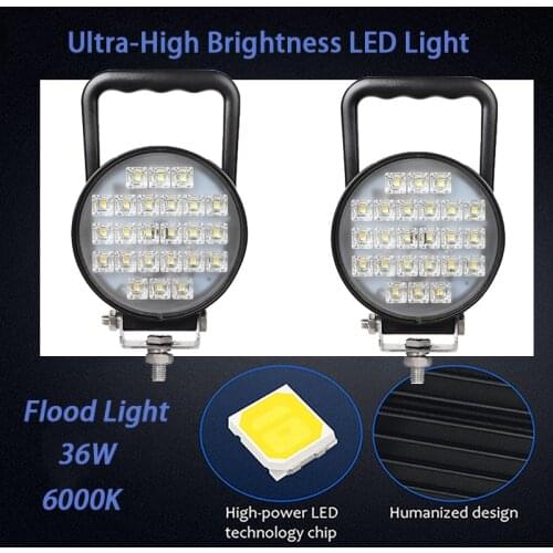 LED Work Light 36W 10-30V Car LED Round Flood light Waterproof 6000K Super Bright Daylight White Light for Car SUV Truck