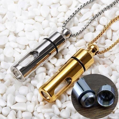 Titanium Storage Bottle Openable Put Into Perfume Bottles Memorial Ash Pendants Necklace Cylinder Lovers Jewelry Couple Keepsake