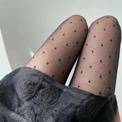 Grid Dots Thin Pantyhose Over Knee Socks Thigh High Stockings Plus Woman Fishnet Pop Socket Lattice Sexy Little Dots Polka Dot