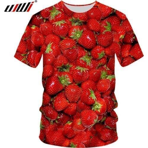 UJWI Dropshipping Men T Shirt 3d Strawberry Fruit Printed Cool T-Shirt Men Hip Hop Short Sleeve O Neck Tee Shirt 7XL