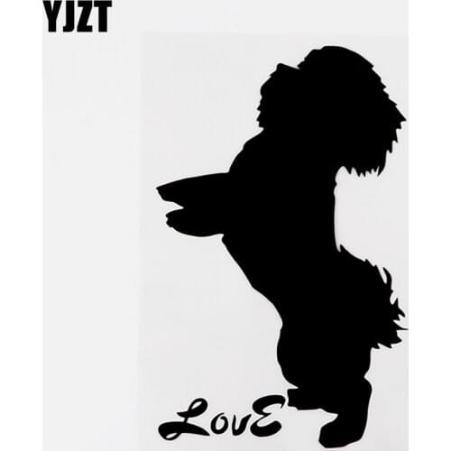 YJZT 10CMX15.8CM Funny Animal Dog Love Vinyl Decal Car Sticker Black/Silver Graphical 8C-0164
