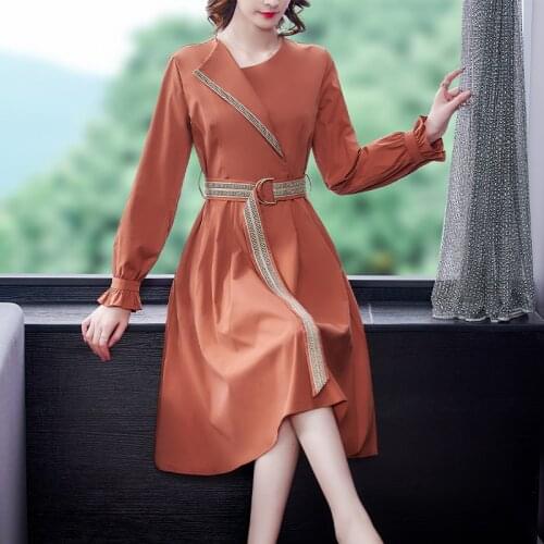 Spring Casual Vintage Plus Size Midi Dresses 2021 Autumn Office Lady Patchwork Shirt Dress Elegant Women Bodycon Party Vestidos