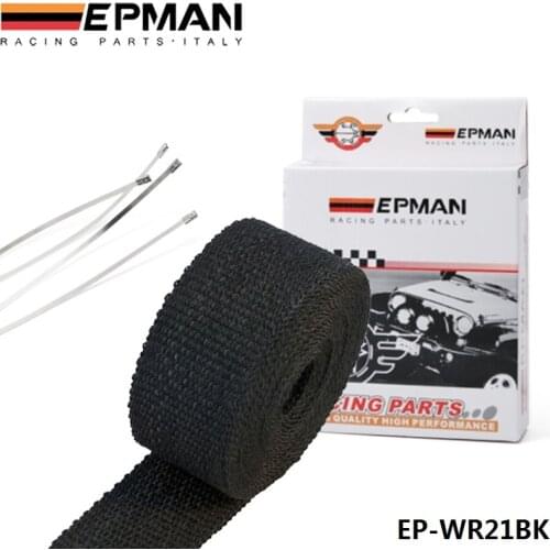 25" Black Turbo Manifold Heat Exhaust Thermal Wrap & Stainless Ties For Honda Toyota Healey For VW GOLF GTI 2.0T EP-WR21BK