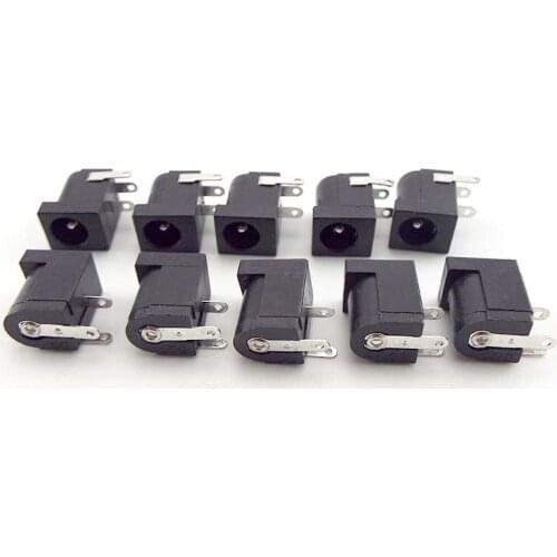 10pcs DC-005 DC female Power Jack Supply Socket plug Connectors Barrel-Type Right Angle PCB Mount Terminal 5521 5.5x2.1mm
