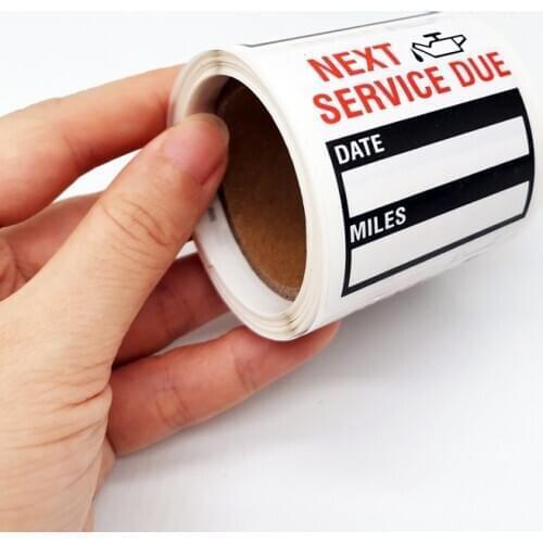 100pcs NEXT SERVICE DUE Car Stickers Oil Change Reminder Sticker Adhesive Labels Special Design 5cmx5cm