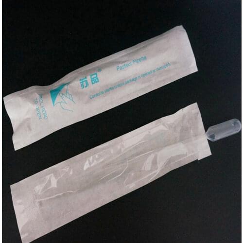 100pcs 1ml 2ml 3ml 3ml-L sterile transfer pipettes plastic pasteur pipette dropper with independent paper-plastic packaging