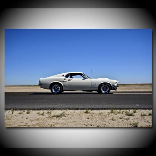 1969 Ford Mustang Boss 429 Fastback Muscle Old Classic Car Wall Art Canvas Paintings Posters and Prints for Living Room Decor
